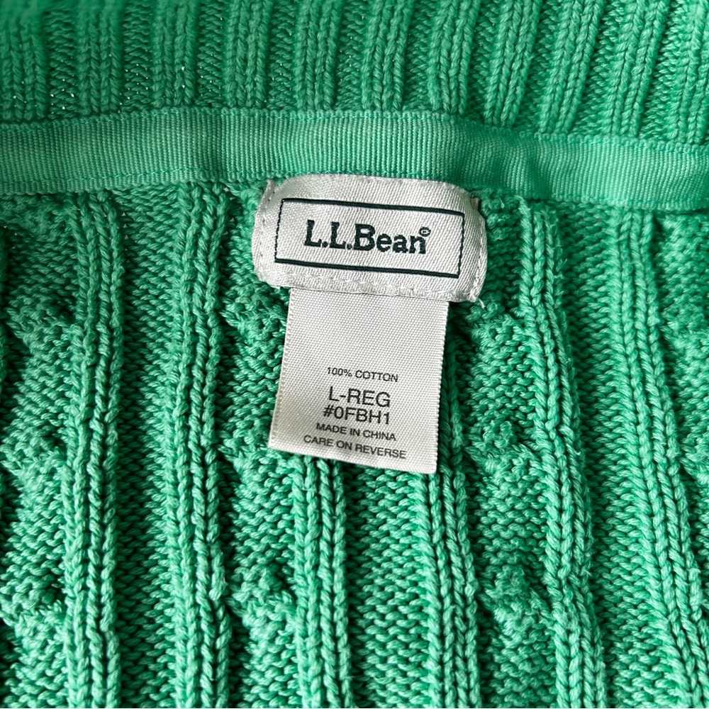 Women’s 100% Cotton Green Cable Knit Sweater - Picture 2 of 5